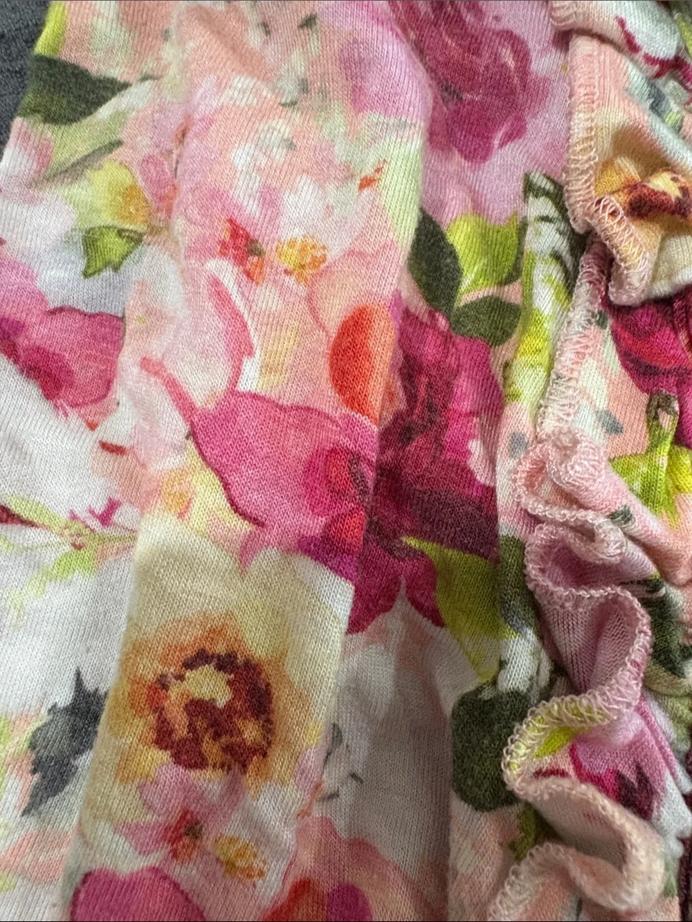 EUC Posh Peanut NB Floral Ruffle 2 way Zipper Footed One-Piece - Pink